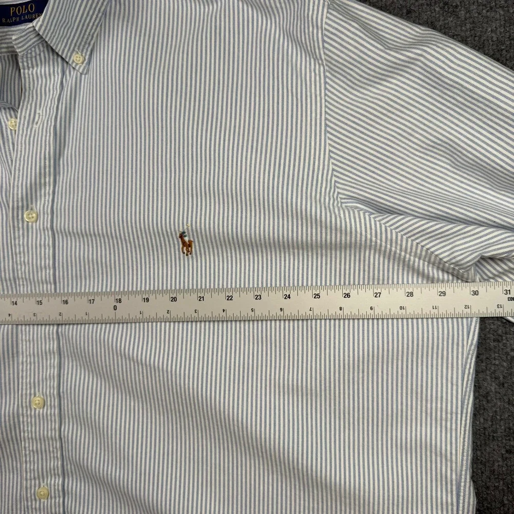Polo Ralph Lauren Button Down Mens 2XB Blue White Striped Oxford Pony Logo